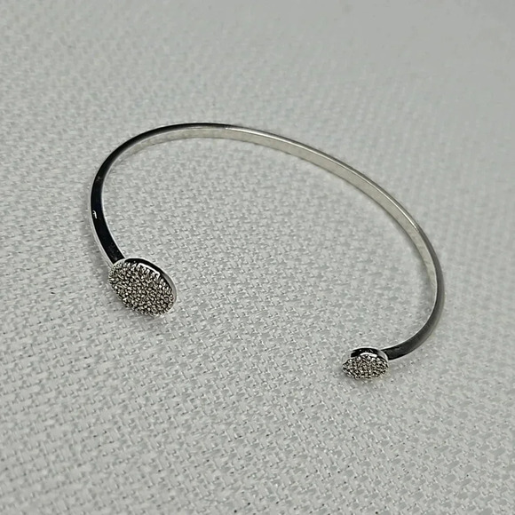 Stella & Dot Pave Disc Cuff Silver Bracelet - Picture 5 of 11